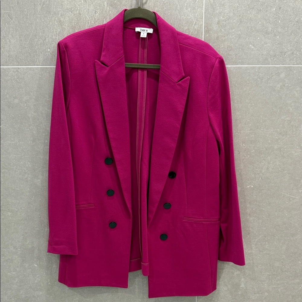 Bar III Magenta Double-Breasted Blazer